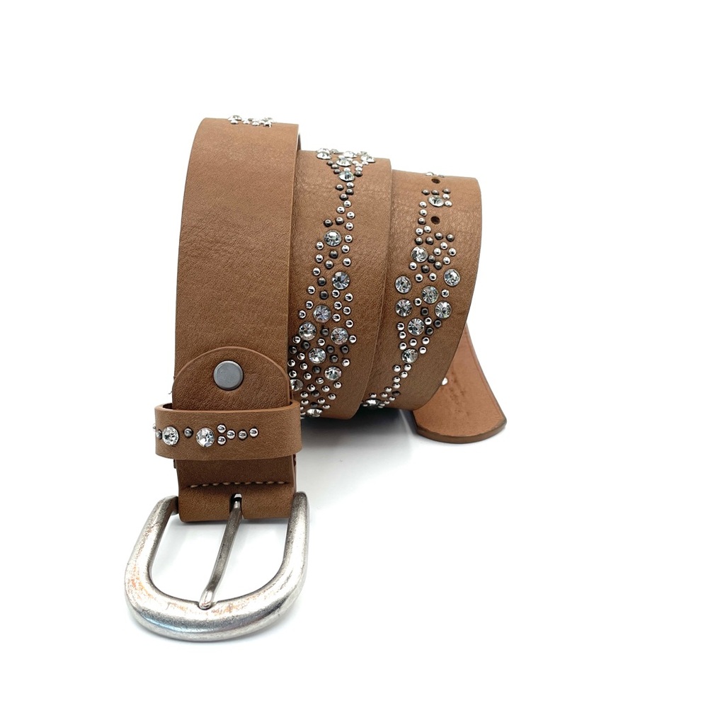 Brown Belt with Studded and Crystal Embellishments.